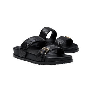 Brand Fashion Women's Comfortable Casual Slipper Double Belt Buckle <b>Sandals</b> Metal Clasp Grain Walking Platform Shoes Lace-Up - Product Image 3