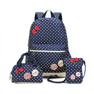 Fashion Polka Dot Children's Bag 3-Piece Bag pack hipster school backpack set for teens