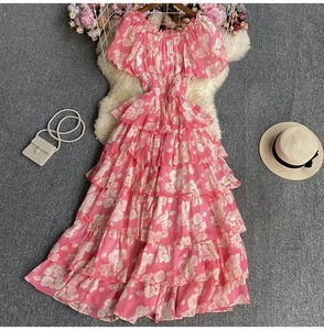 Women's Floral Print Tiered Maxi <b>Dress</b> Square Neck Puff Sleeve Smocked Waist <b>Romantic</b> Boho Gown <b>Dresses</b> Fashion - Product Image 6
