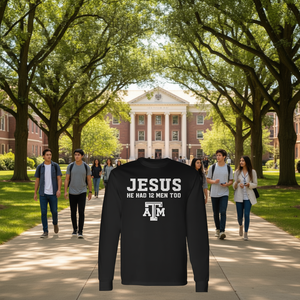 Camiseta blanca de manga larga con estampado de Jesús He Had 12 Men Too Atm - Product Image 3