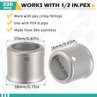Raccords PEX 1/2 pouce en acier inoxydable, manchon de pressage de remplacement, bague de sertissage