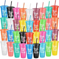 Gobelet en plastique de 710 ml (24 oz) avec paille en PP pour thé au lait, commerce transfrontalier, utilisation directe, salle de sport, applicable aux fêtes