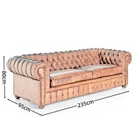 Juego de Sofás Chesterfield de Piel Genuina Italiana para Sala de Estar Muebles de Salón Sofá Chester Marrón