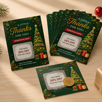Cartes à gratter personnalisées de remerciement de Noël, promotion surprise de vacances, impression de bons de loterie avec données variables