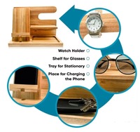 Rak Organizer Jam Tangan, Dompet, Kunci, dan Ponsel dari Kayu untuk Meja Kantor - Produk Terlaris