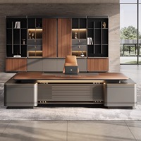Meubles de bureau de luxe, design moderne, ensemble table et chaise de bureau en forme de L pour PDG, bureau de direction minimaliste moderne, style italien