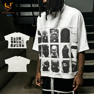 Clothing Manufacturers Custom Streetwear Cotton Acid Wash <b>Tshirt</b> Tees Printed Boxy Graphic T Shirt Men - Product Image 2