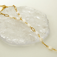 Bijoux minimaliste en acier inoxydable plaqué or 18 carats Bracelet de doigt en perles d'eau douce Joyas De Acero Inoxidable Al Por Mayor