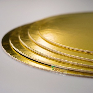 Plateau à gâteau en carton ondulé blanc robuste SunShine de 3 mm, cercle ou carré, 8'', 10'', 12'', base laminée, gaufrage et estampage - Product Image 4