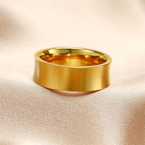7mm Minimalist Gold Plated Men <b>Rings</b> Stainless Steel Jewelry Custom <b>Blank</b> Finger <b>Ring</b> - Product Image 4