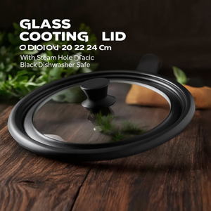 Glass <b>pot</b> <b>lid</b> multi-diameter 20-22-24 mm with steam hole BLACK 1335 - Product Image 3