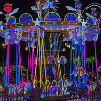 Manège Chaise Volante Ailes d'Ange avec Lumières LED pour Parc d'Attractions, Fête Foraine, Carnaval, Centre Commercial