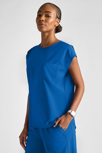 Ensemble de tenue médicale extensible pour <span class=keywords><strong>femme</strong></span>, uniforme médical à manches courtes avec <span class=keywords><strong>pantalon</strong></span> de jogging, vêtements de travail élégants pour salon de beauté et clinique dentaire - Product Image 4