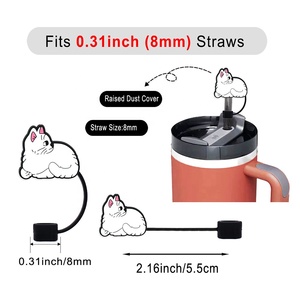 Vaso de silicona de 8mm al por mayor <span class=keywords><strong>Cheshire</strong></span> Tabby realista gato paja Topper - Product Image 2