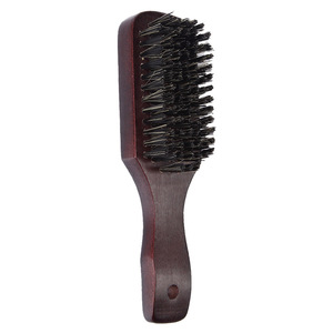 Brosse en bois massif à poils en nylon, petite forme carrée, pour l'entretien et le lissage de la barbe - Product Image 1