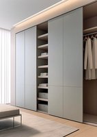 Armoire de chambre à coucher en bois E0/NAF au prix d'usine, design d'arche incurvée personnalisé, rangement multifonctionnel avec tiroirs intégrés