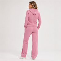 Ensemble de survêtement baggy brodé, sweat à capuche zippé surdimensionné, ensemble de luxe en strass pour femmes, ensemble 2 pièces