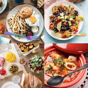 ชุดช้อนส้อมสแตนเลสสตีลหรูหราแบบมินิมอล 5 ชิ้น ลายดอกไม้ สีเงิน สีทอง สำหรับงานอีเว้นท์ - Product Image 4