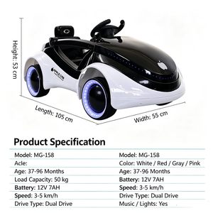 Auto Eléctrico Infantil <span class=keywords><strong>de</strong></span> Ciencia Ficción con 4 Ruedas Luminosas, Control Remoto, Función <span class=keywords><strong>de</strong></span> Balanceo, Recargable, para Niños y Niñas - Product Image 3