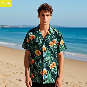 Elegante Para <span class=keywords><strong>Hombre</strong></span> Mauricio Azure Verde Camisa Havaiana, Bird Prints - Product Image 2