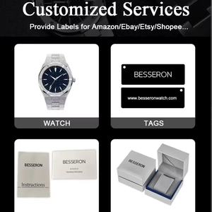 Montre de luxe pour homme en acier inoxydable, boîtier argenté, cadran ciel étoilé, étiquette dorée au laser, tendance, directement du fabricant - Product Image 5