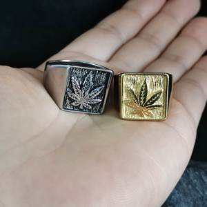 Nueva personalidad Moda Gota de aceite Hoja de arce Anillo de acero inoxidable para hombres Ins Retro Street Anillo de gama alta - Product Image 4