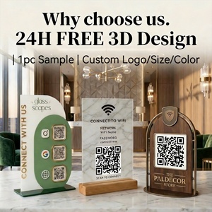 Özel Akrilik QR Kodlu Masaüstü Standı Sosyal Medya WiFi İşletme Tabelası Cafe Restoran Butik Metal Ahşap Markalı Ünite Apache - Product Image 4