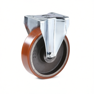 Roue pivotante avec noyau en fonte 200 mm, plaque de support fixe, usage intensif - Product Image 2