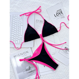 Costume da Bagno <span class=keywords><strong>Sexy</strong></span> a Due Pezzi per Donne 2022, <span class=keywords><strong>Bikini</strong></span> Triangolare Lucido per Ragazze - Product Image 3