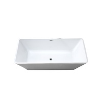 Baignoire carrée en acrylique moderne et minimaliste pour projets hôteliers, appartements, maisons d'hôtes et petits appartements, profonde et autoportante