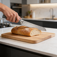 Ensemble de couteaux de cuisine multifonctionnels en acier inoxydable à cinq pièces, lames enduites écologiques ambidextres Chef Star, vente en gros