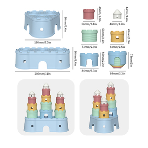 Juguetes <span class=keywords><strong>de</strong></span> Silicona Apilables para Bebés, Castillos, Bloques <span class=keywords><strong>de</strong></span> Construcción, Mordedores, Juguetes Sensoriales Montessori Educativos para Niños - Product Image 5