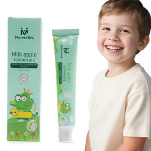 Nouvel Arrivage Etiquette Logo Personnalisé Lait de Pomme Biologique Xylitol <span class=keywords><strong>Comestible</strong></span> <span class=keywords><strong>Dentifrice</strong></span> pour Enfants <span class=keywords><strong>Dentifrice</strong></span> pour Enfants - Product Image 1