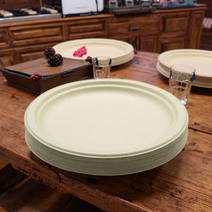 Lot <span class=keywords><strong>de</strong></span> 50 assiettes jetables <span class=keywords><strong>en</strong></span> papier écologiques compostables résistantes <span class=keywords><strong>de</strong></span> 8/9/10 pouces, biodégradables <span class=keywords><strong>en</strong></span> <span class=keywords><strong>fibre</strong></span> <span class=keywords><strong>de</strong></span> <span class=keywords><strong>canne</strong></span> à <span class=keywords><strong>sucre</strong></span>, bagasse, pour le dîner - Product Image 1