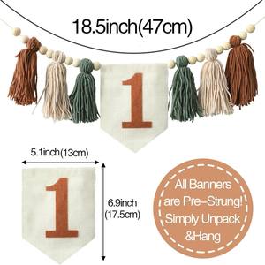 Venta caliente Bohemian Wooden Bead Tassel <span class=keywords><strong>Banner</strong></span> 1er fiesta de cumpleaños Photo Props <span class=keywords><strong>Banner</strong></span> - Product Image 2