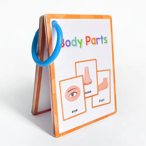 Custom 300gsm arte carta apprendimento carte flashcard spagnolo con appendiabiti/gioco ad anello per bambini riciclabile materiale plastico - Product Image 1