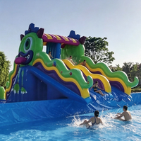 Toboggan aquatique gonflable multi-voies en PVC, motif dessin animé pieuvre grenouille, commercial, pour piscine et aire de jeux