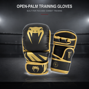 Gants de MMA personnalisés avec logo, paume ouverte, en <span class=keywords><strong>cuir</strong></span> PU, pour entraînement de kickboxing, grappling, respirants, pour hommes et femmes, OEM - Product Image 2