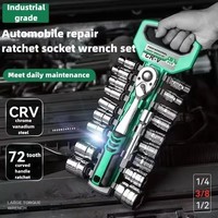 Jeu de clés à douilles professionnelles, kit de poignée à cliquet, ensemble d'outils de mécanicien, acier CR-V, jeu de douilles métriques 72 dents, outils de réparation automobile