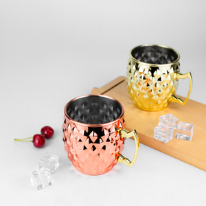 Mug Moscow Mule personnalisé à texture diamantée 550 ml en acier inoxydable SS304 pour bière et cocktails, vaisselle de bar, vente en gros, logo OEM - Product Image 6