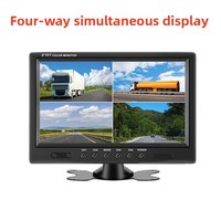 Kit de caméra de recul à vision nocturne infrarouge 4 pièces avec moniteur quadruple étanche IPS LED 9 pouces 12V-35V pour camions, bus et camping-cars