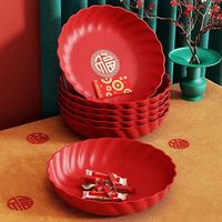 Bruiloft Chinese stijl plastic fruitbord Duurzaam rond bord voor thuisgebruik Gelukkig Chinees karaktersontwerp