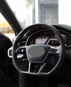 Volant <span class=keywords><strong>Audi</strong></span> A6A7A8 <span class=keywords><strong>Etron</strong></span> amélioré C8 à fond plat en fibre de carbone perforé en forme de D avec badges <span class=keywords><strong>S</strong></span> et RS - Product Image 4