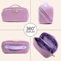 Sac de voyage cosmétique en tissu éponge doux et écologique avec fermeture éclair suspendue, motif floral rose, personnalisable avec logo KONCAI