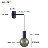 Luminaire mural LED 220V G9 moderne nordique en fil de fer et verre fumé gris pour chambre, cuisine, îlot, maison