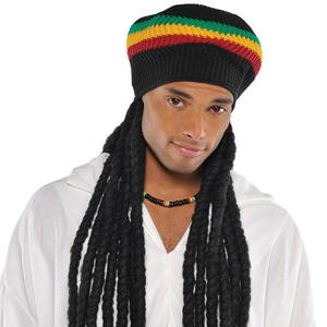 Ensemble de costume de Rasta pour homme adulte, chapeau Rasta et perruque noire, soldat buffle - Product Image 1