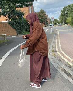 Nuevo Estilo de Vestido Abaya de Satén para Mujeres Musulmanas en Dubái con Niqab <span class=keywords><strong>Jijab</strong></span> - Product Image 4