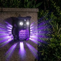Lampe Solaire Anti-Moustiques Extérieure Owl avec LED UV 365nm, Détecteur de Mouvement PIR, Étanche IP65, 3 Modes, Sécurité de Jardin