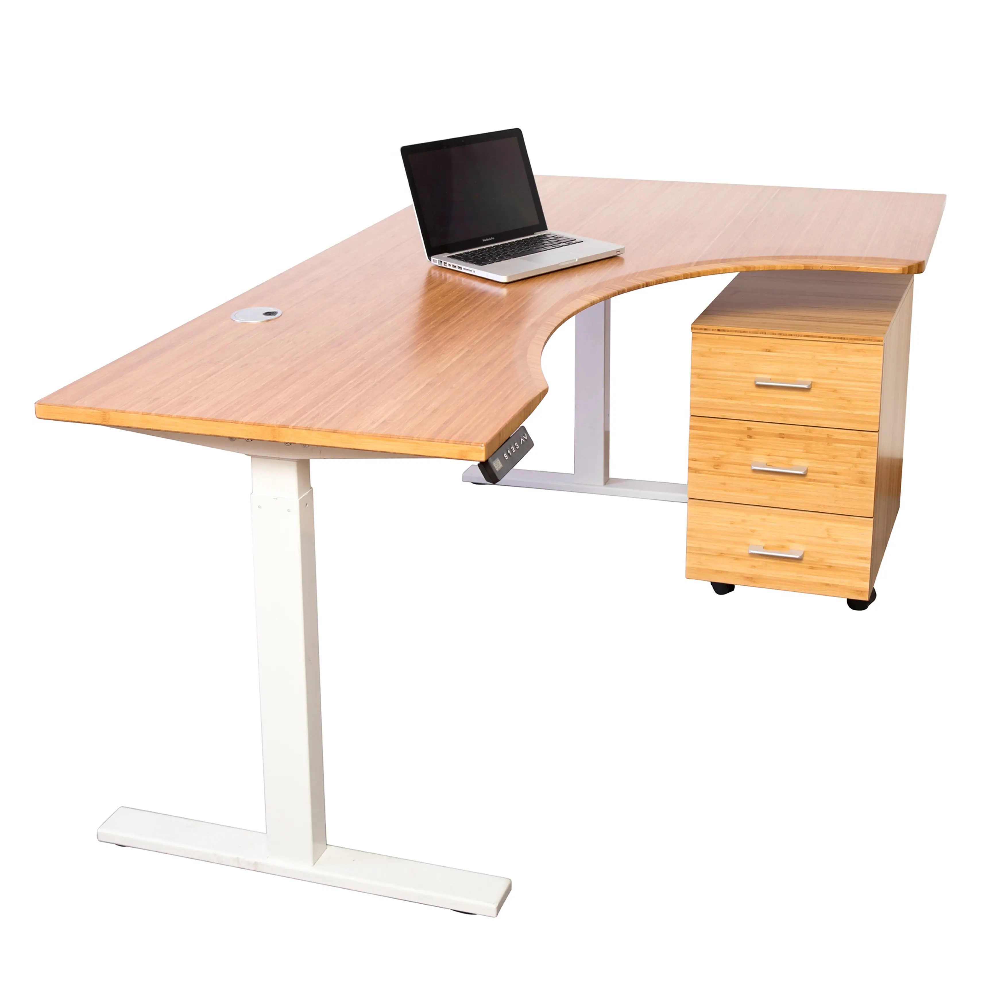 Ergonomic कार्यालय धातु खड़े हो जाओ बढ़ती कंप्यूटर डेस्क एल आकार डेस्क फ्रेम समायोज्य प्रबंधकों के लिए