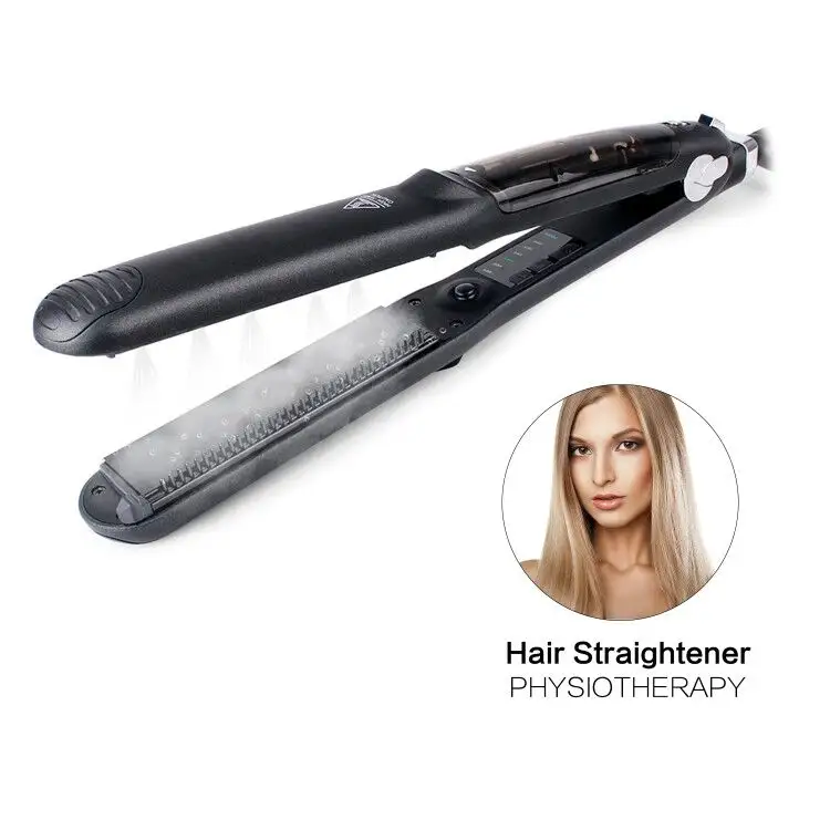 सबसे अच्छा बेच भाप बाल Straightener फ्लैट लोहे एलसीडी डिस्प्ले के साथ सीधे लोहा हटाने योग्य teethhair इलेक्ट्रिक कर्लिंग लोहे